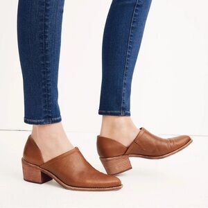 Madewell Tan Leather Booties with Slip-On Design